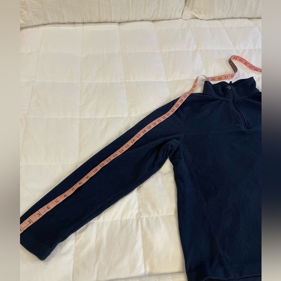 Lands’ End Men’s 3 Quarter Zip Fleece Jacket Pullover.  Navy Blue.  Size Medium - Picture 4 of 12